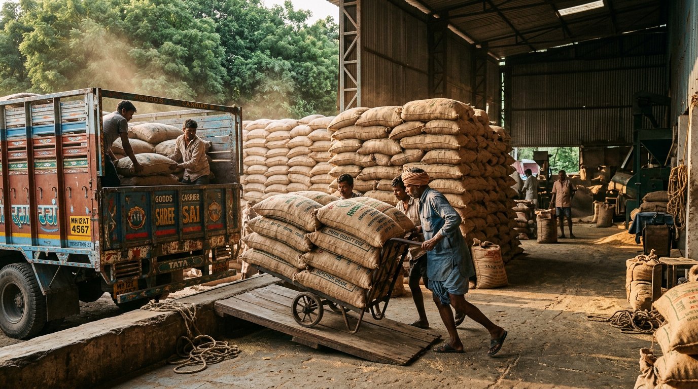 Rice bags being dispatched to customers